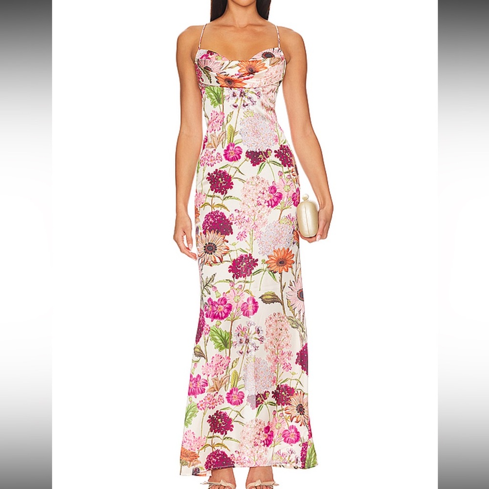 Katie May Pink Floral Cowl Neck Maxi Dress